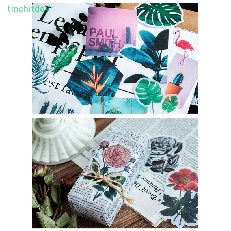 [TinchitdeV] Gói 60 Miếng Dán Trang Trí Sổ Nhật Ký Hình Đầu Lâu Hoa Lá Kiểu Vintage