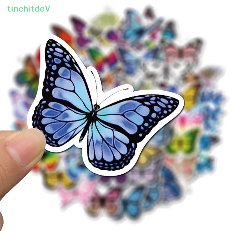 [TinchitdeV] Gói 50 Miếng Dán Hình Bướm Đáng Yêu Trang Trí Vali Laptop Xe Máy Xe Hơi [Mới]