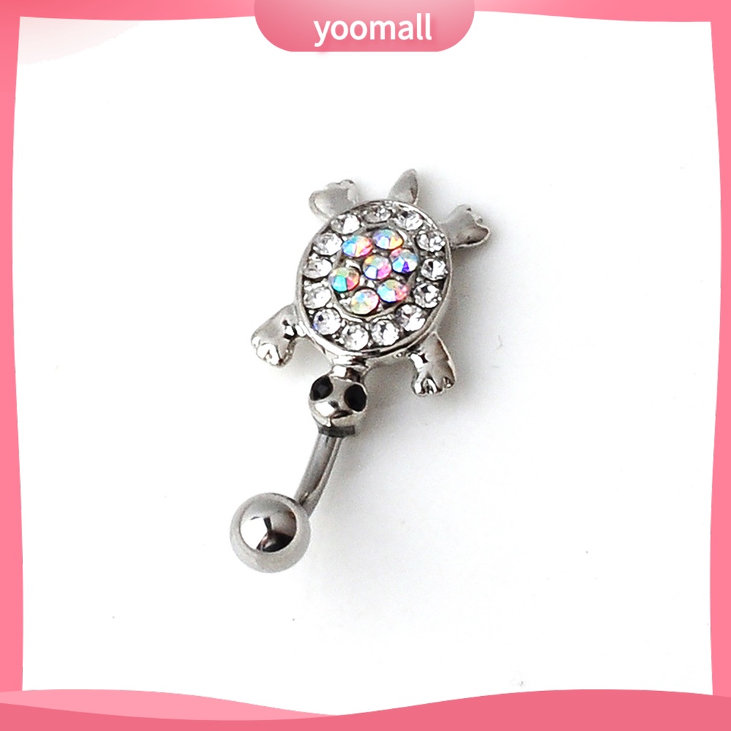 Khuyên Rốn Hình Rùa Đính Đá Nhiều Màu Dễ Thương 16G