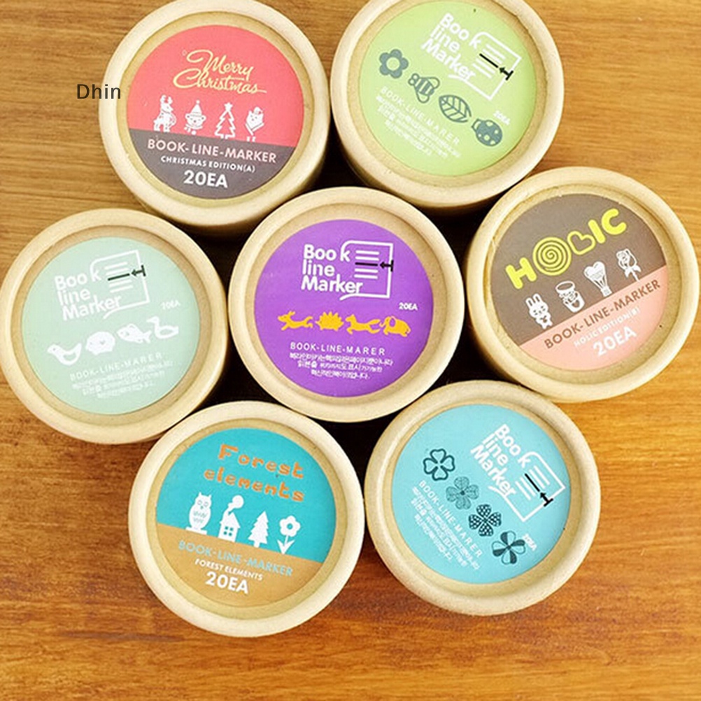 [Dhin] 20pcs Mini Metal Bookmarks Office School Book Note Clip with Cute Case Box LSUS COD