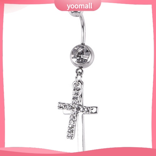 Khuyên Rốn Dạng Thanh Tạ Kép Đính Đá