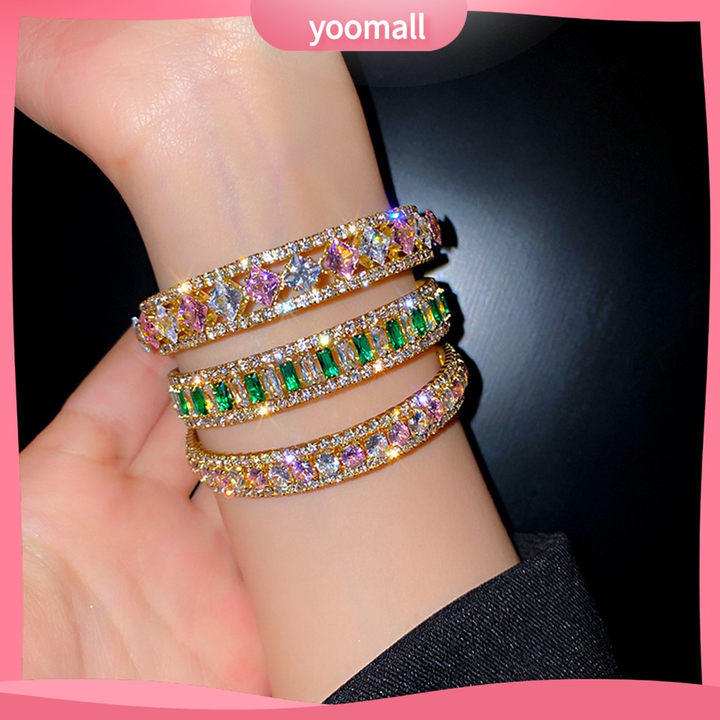 Vòng Tay Chuỗi Hạt Tròn Lấp Lánh Thời Trang Cho Nữ