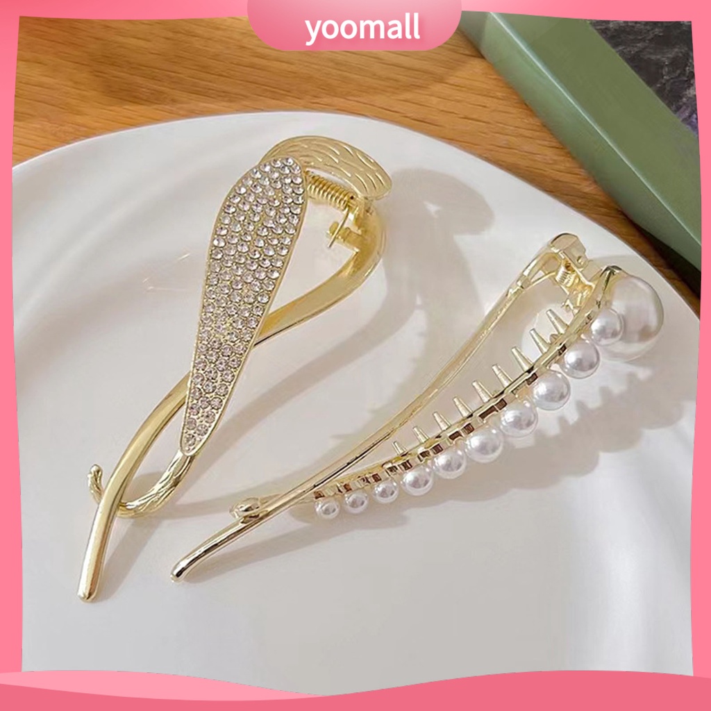 Kẹp Tóc Hình Chữ S Đính Ngọc Trai Giả Mạ Vàng Chống Trượt Cho Nữ