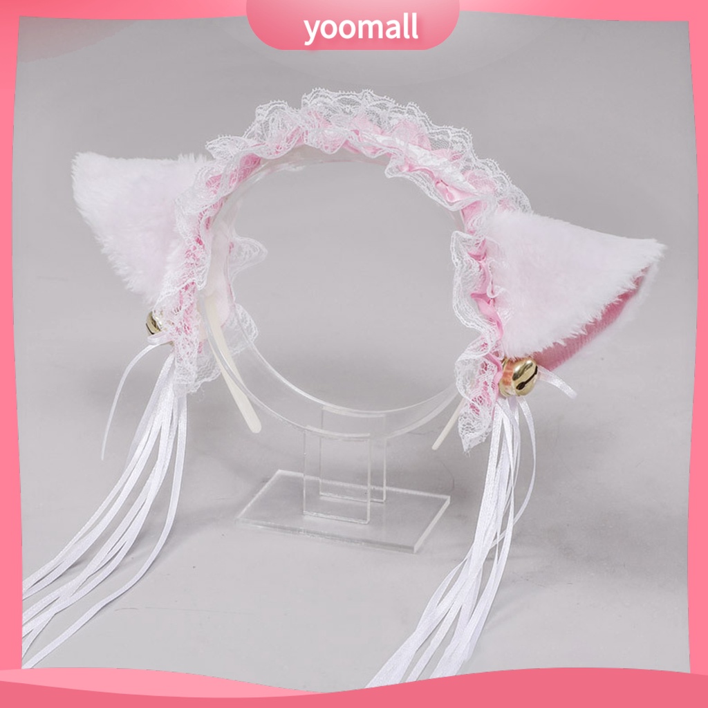 Băng Đô Tai Mèo Phối Ren Tua Rua Phong Cách Gothic Lolita Cho Nữ