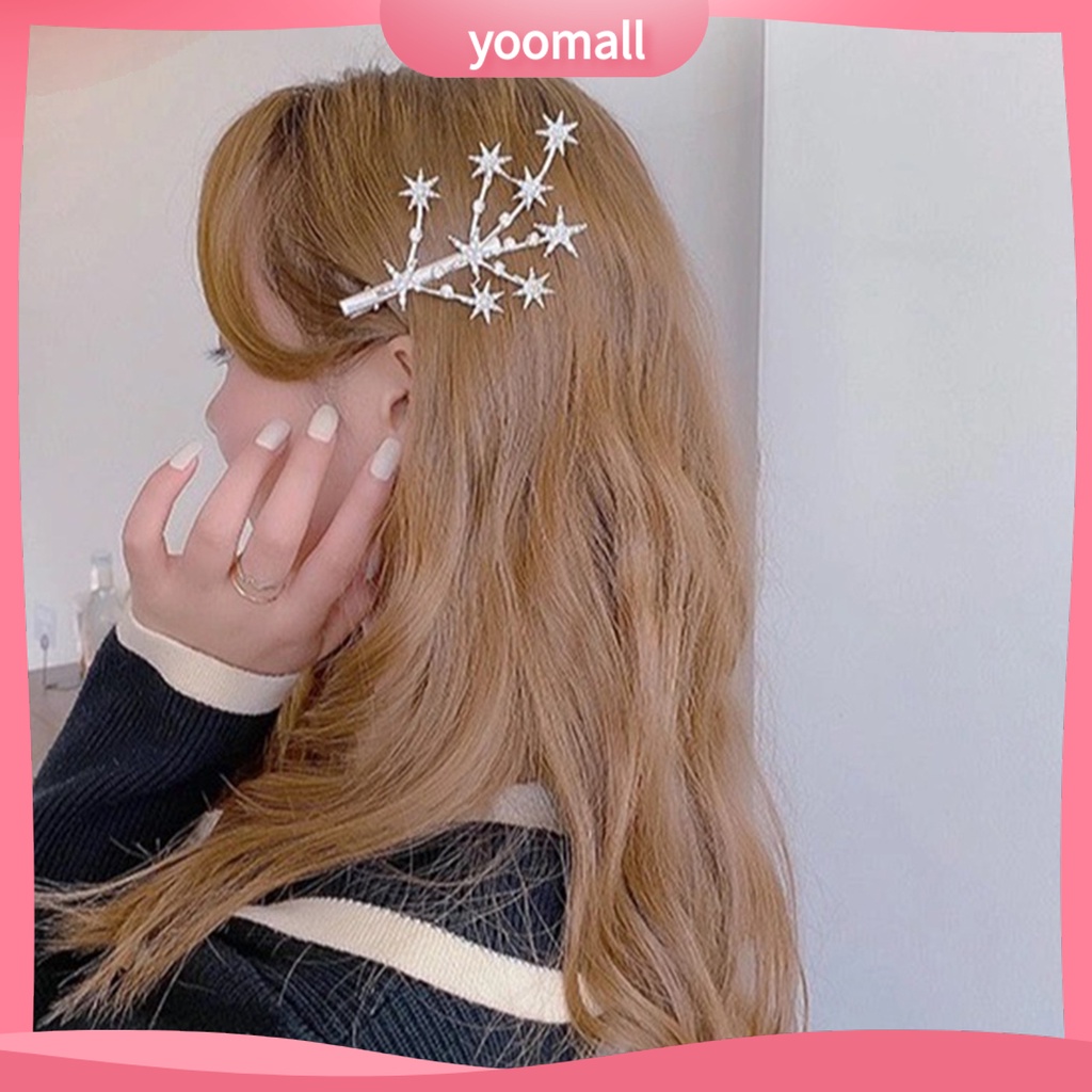 Kẹp Tóc Hình Ngôi Sao Đính Đá Màu Sắc / Vàng / Bạc Sang Trọng Cho Nữ
