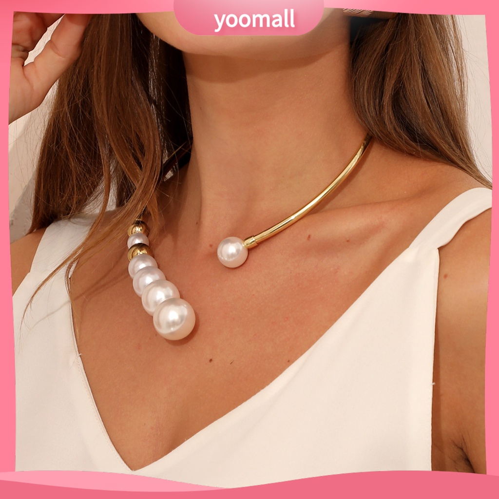 [YM] Vòng Cổ Choker Ngọc Trai Nhân Tạo Bề Mặt Bóng Thoải Mái Dễ Mặc Cho Đám Cưới