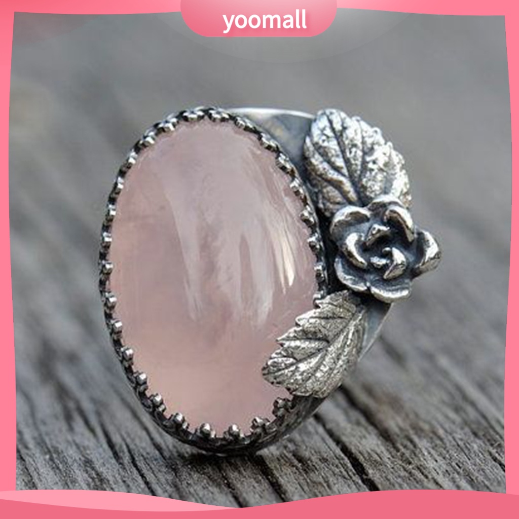 Nhẫn Đeo Tay Khắc Họa Tiết Hoa Lá Đính Đá Phong Cách Vintage Cho Nữ