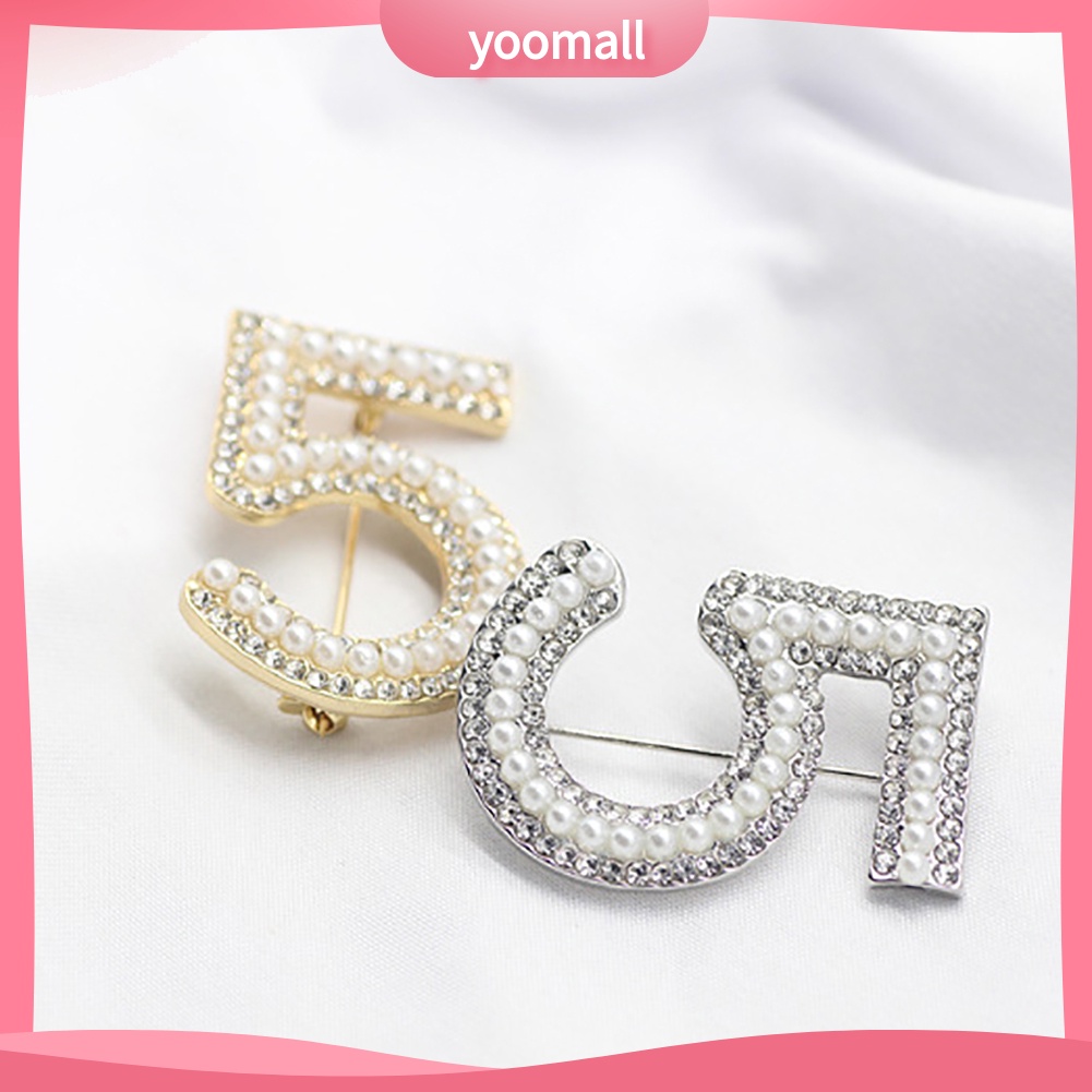 Ghim Cài Áo Đính 5 Viên Ngọc Trai Nhân Tạo Thời Trang Dành Cho Nữ