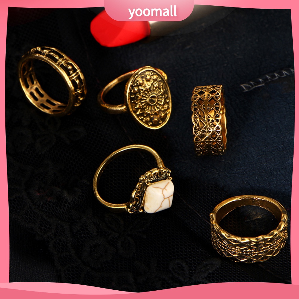 Set 5 Nhẫn Đeo Khớp Ngón Tay Phong Cách Cổ Điển Dành Cho Nữ