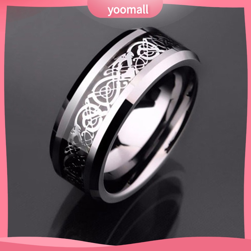 Nhẫn Thép Titan Đính Đá Hình Rồng Cá Tính Cho Nam Nữ