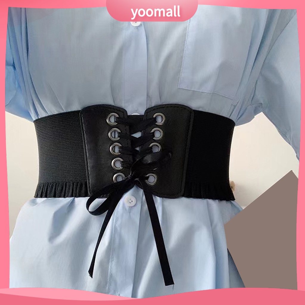 Thắt Lưng Giả Da Phối Bèo Độ Co Giãn Cao Phong Cách Retro Thời Trang Cho Nữ