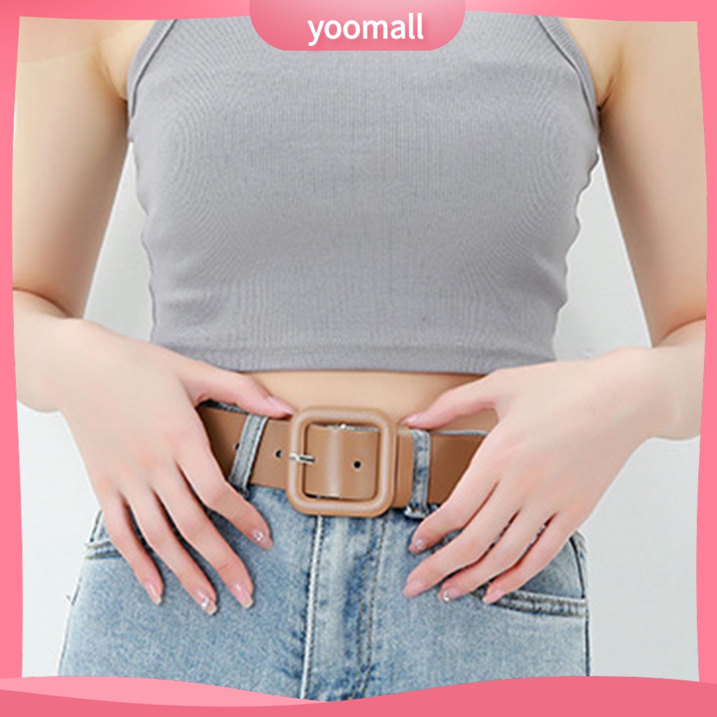 Thắt Lưng Giả Da Bản Rộng Dày Dặn Màu Trơn Chống Vỡ Có Thể Điều Chỉnh Trang Trí Quần Áo Cho Nữ