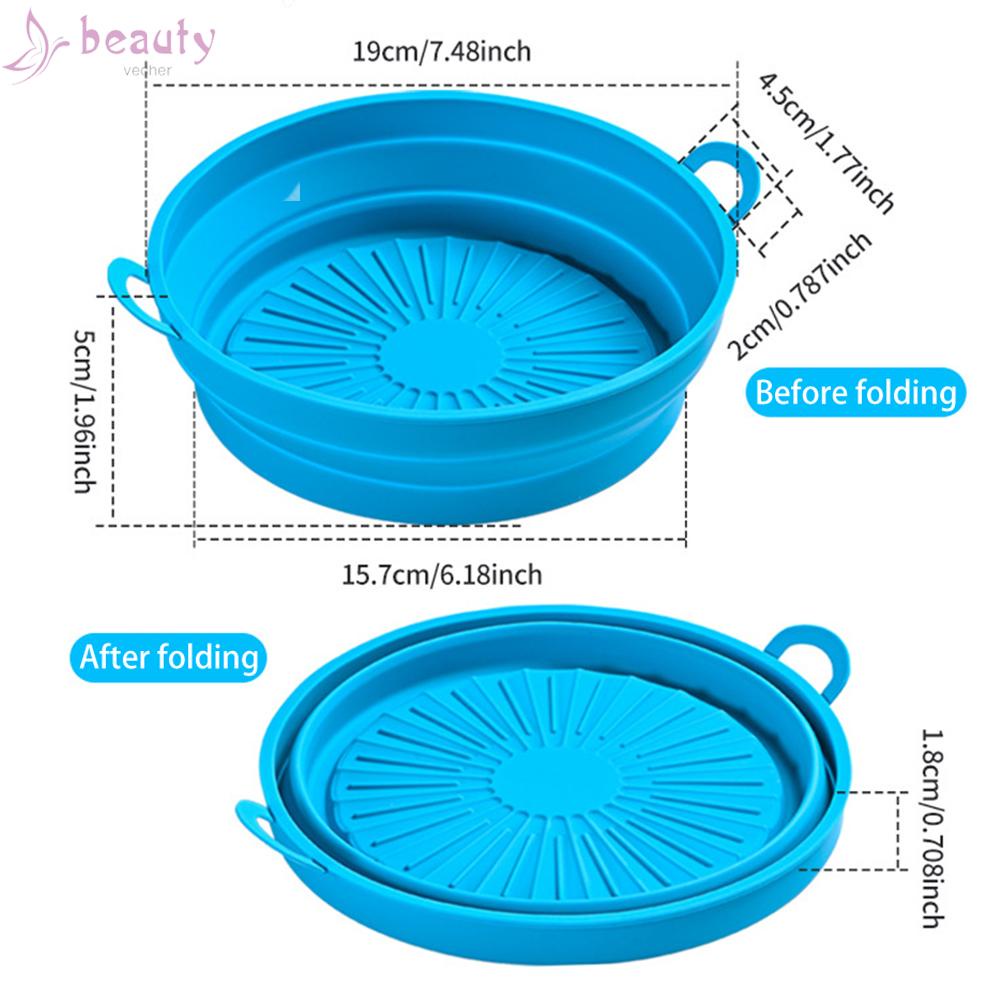 Nồi Chiên Không Khí Bằng Silicone Thiết Kế Gấp Gọn Có Tay Cầm Tiện Lợi