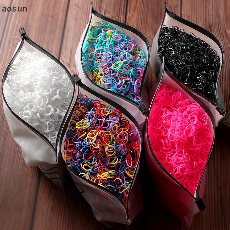 Set 1000 Dây Chun Buộc Tóc Nhiều Màu Sắc Dành Cho Bé Gái