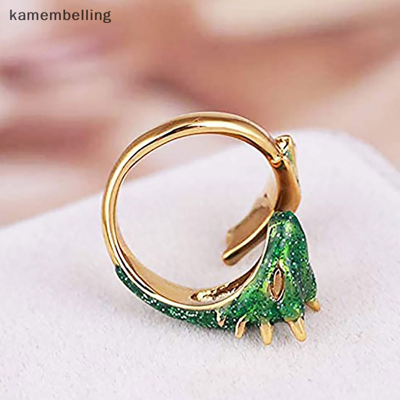 Kamembelling Nhẫn Tráng Men Hình Rắn / Rồng Phong Cách Viking Punk Có Thể Điều Chỉnh Làm Quà Tặ