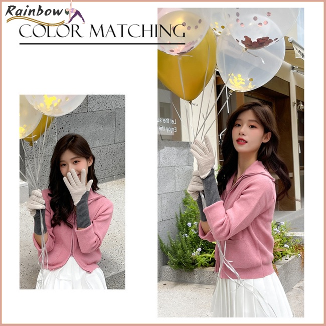 Găng Tay Len Hở Ngón Chống Gió Cảm Ứng Nhiều Màu Sắc Thời Trang Mùa Đông Cho Nữ