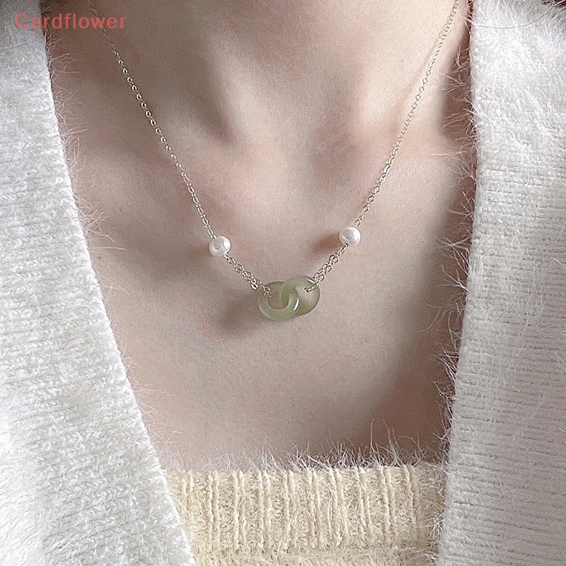< Cardflower > Vòng Cổ Ngọc Trai Đôi Hetian Phong Cách Thời Trang Mới Làm Quà Tặng Cho Nữ
