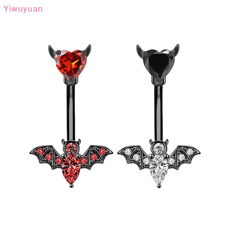 < Yiwuyuan > Khuyên Rốn Hình Dơi Đính Đá Zircon Đỏ Mới Cho Nữ