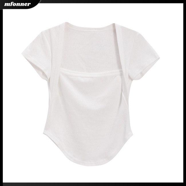 Áo Thun Tay Ngắn Cổ Vuông Khoét Sâu Gợi Cảm Cho Nữ