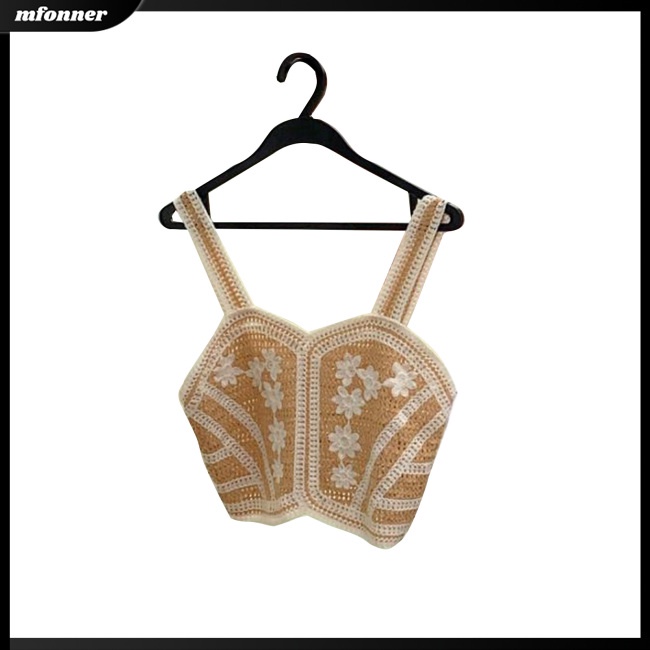 Áo Dây Sát Nách Vải Lụa Lạnh Thêu Họa Tiết Kiểu Retro Pháp Thời Trang Mùa Hè Cho Nữ