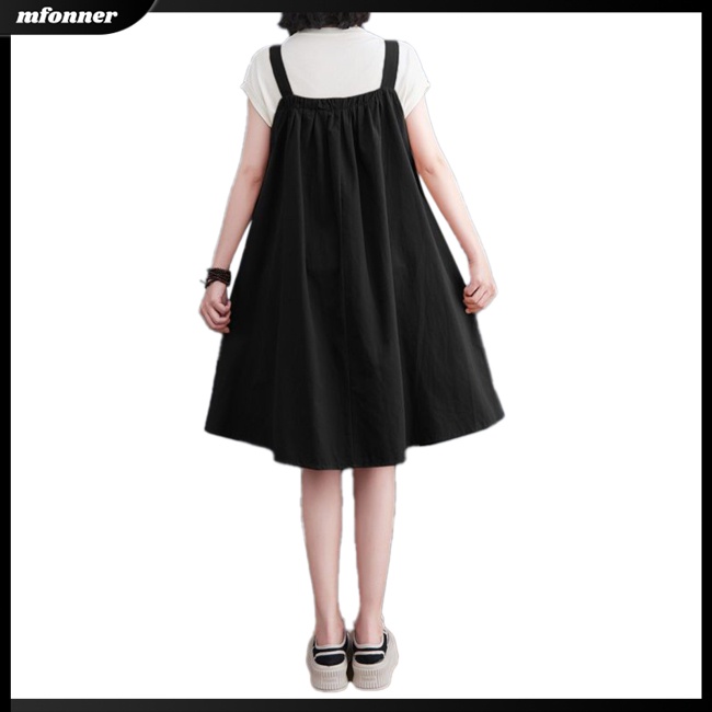 Đầm Xòe Mini Hai Dây Màu Trơn Có Túi Điều Chỉnh Được Thời Trang Mùa Hè Cho Nữ