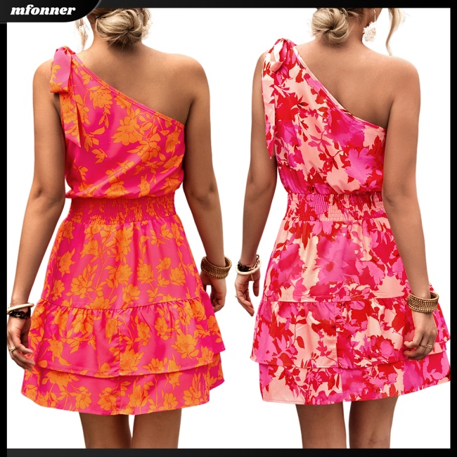 Đầm Dáng Chữ A Hở Vai Eo Co Giãn In Họa Tiết Hoa Phong Cách Bohemian Thời Trang Mùa Hè Cho Nữ