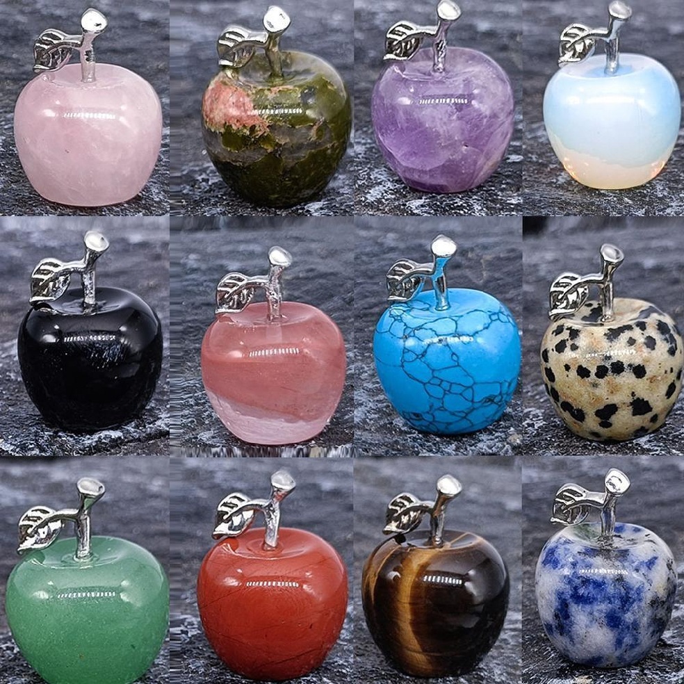 Apple Statue Healing Crystal Gemstone Natural Stone Christmas Home Decor