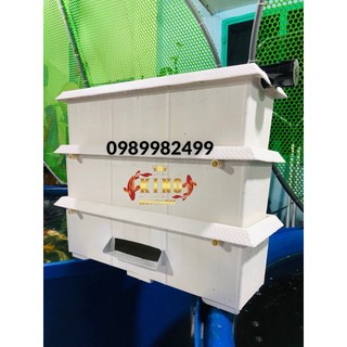 Baki lọc trắng mái ngói 3 tầng lọc nước hồ cá Koi có máng xã tạo thác.
