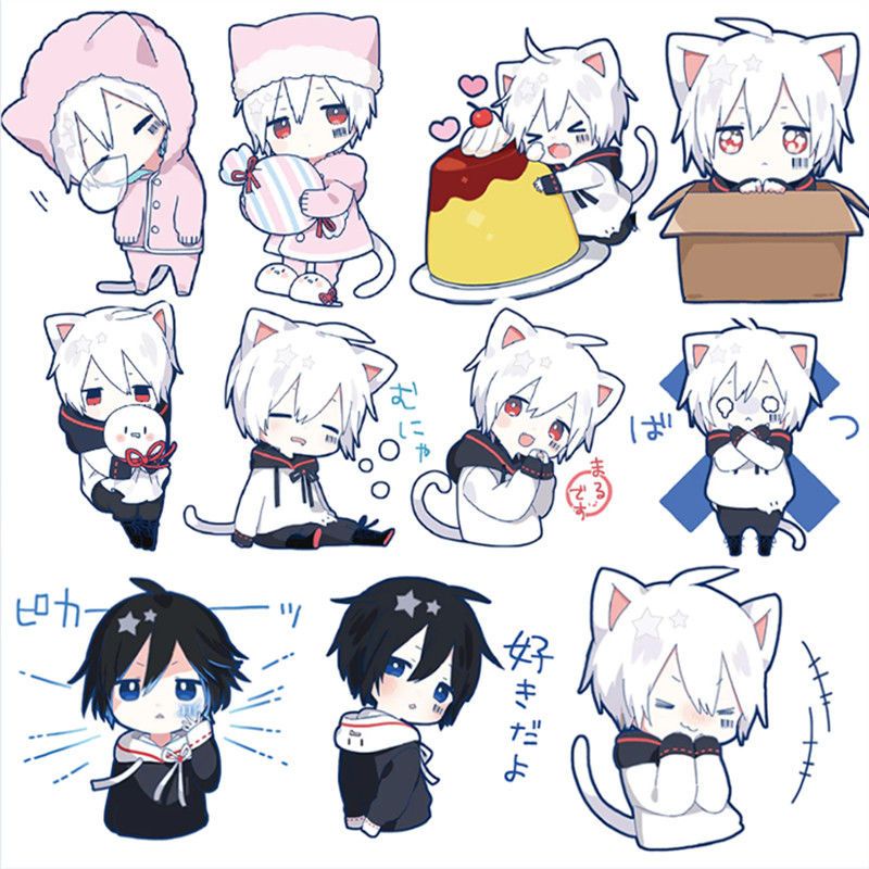 Bộ 65 Miếng Dán Mafumafu Phong Cách Nhật Bản Trang Trí Điện Thoại / Máy Tính