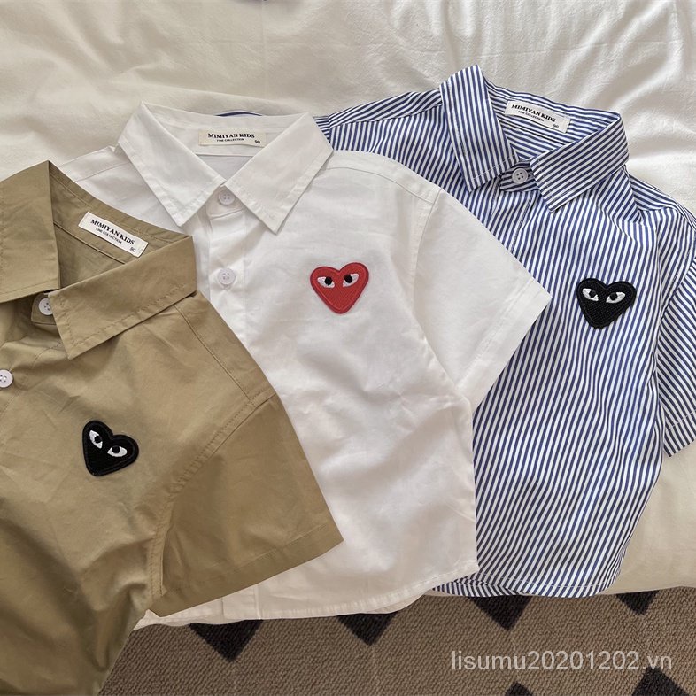 Áo Sơ Mi Cotton Ngắn Tay Họa Tiết Kẻ Sọc Phong Cách Hàn Quốc Mới 2023 Cho Bé Trai