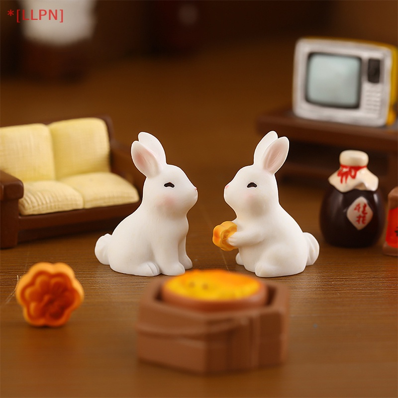 [loyaltysun] Tượng Thỏ Hoạt Hình Bằng Nhựa Resin Thủ Công Giữa Thu Nhỏ Nhắn Trang Trí Lễ Hội / Sân Vườn