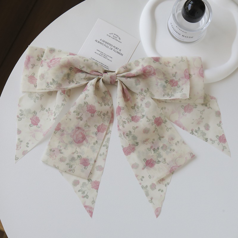 Kẹp Tóc Nơ Vải Tuyn Cỡ Lớn Phong Cách Hàn Quốc