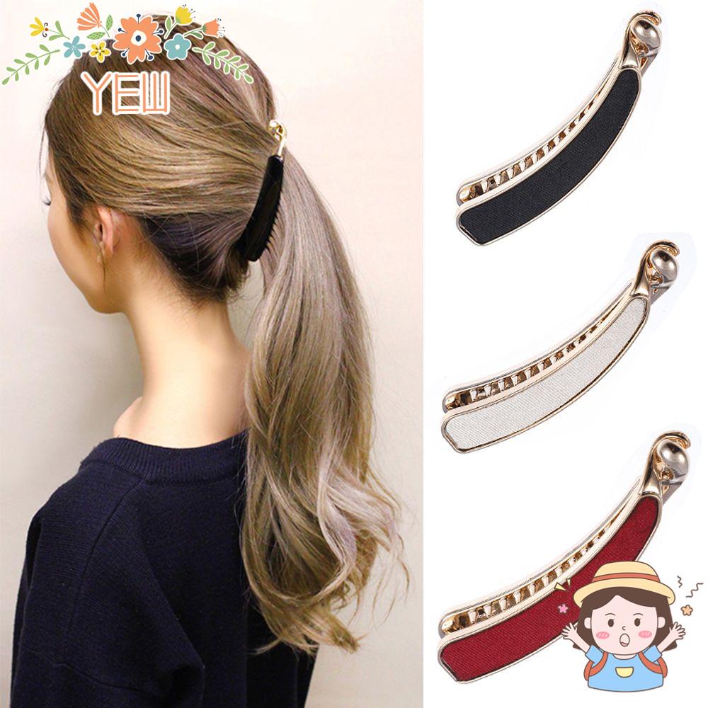 Kẹp Tóc Đuôi Ngựa Bằng Vải Màu Trơn Phong Cách Vintage