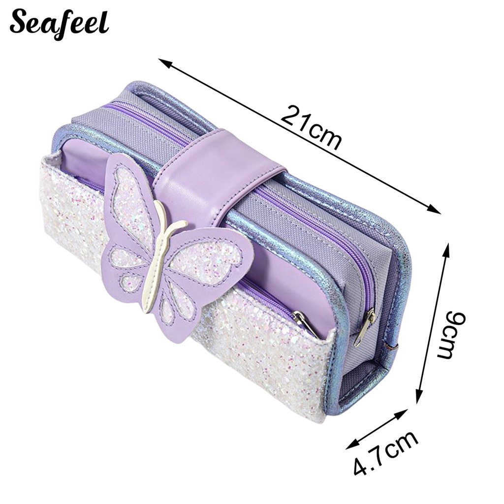 Túi Đựng Bút Bằng Vải Oxford Chống Nước Sức Chứa Lớn Có Khóa Kéo In Họa Tiết Bướm Cho Nhà Ở