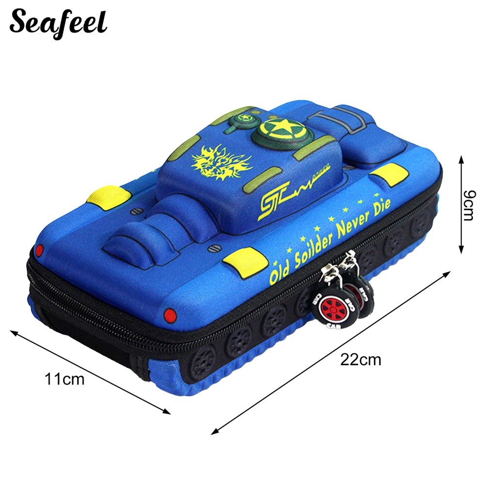 Túi Đựng Bút Chì Sức Chứa Lớn Có Khóa Kéo Hình Xe Tăng Dễ Thương