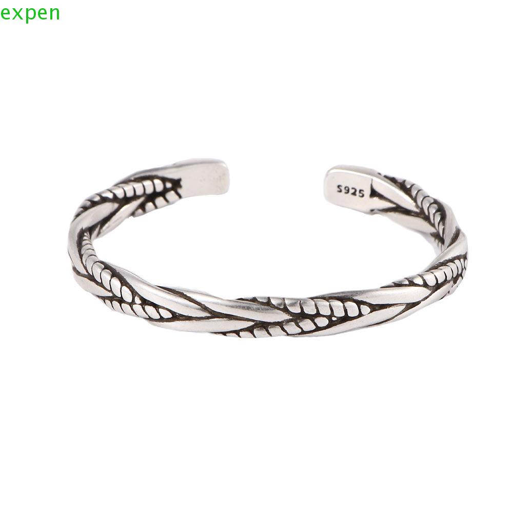 EXPEN Vòng Tay Hở Màu Bạc Đơn Giản Thời Trang Cho Nam Và Nữ