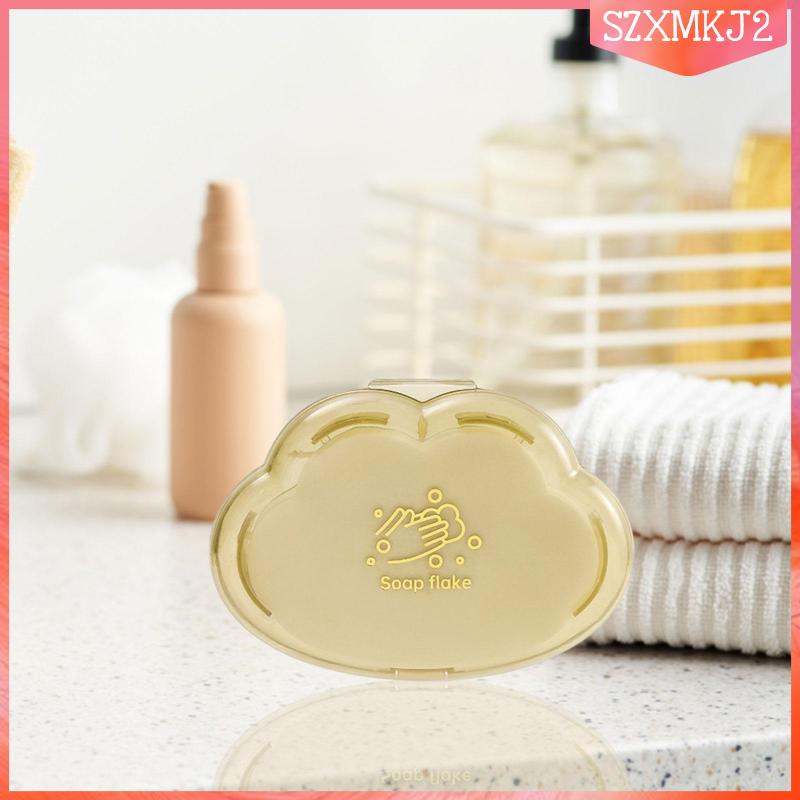 Bộ 50 Miếng Xà Phòng Giấy Hình Đám Mây Có Thể Hòa Tan Kèm Hộp Đựng Cho Du Lịch