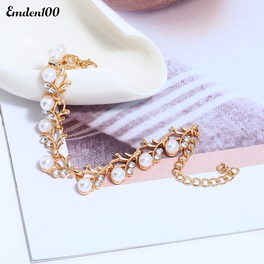 Bộ Trang Sức Đính Ngọc Trai Nhân Tạo Thanh Lịch Cho Nữ