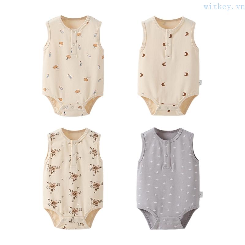 Bộ Áo Liền Quần Sát Nách Bằng Cotton In Họa Tiết Thời Trang Mùa Hè Cho Bé Trai / Gái