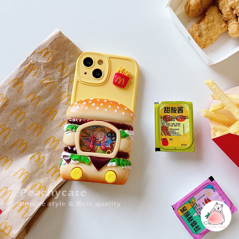 Ốp Điện Thoại TPU Dẻo Họa Tiết Bánh Hamburger 3D Vui Nhộn Cho iPhone 14 13 12 11 Pro Max Xr Xs Xsmax