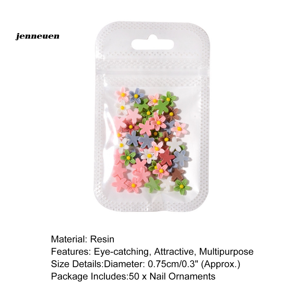 Bộ 50 Phụ Kiện Trang Trí Móng Tay Hình Hoa Mini Xinh Xắn