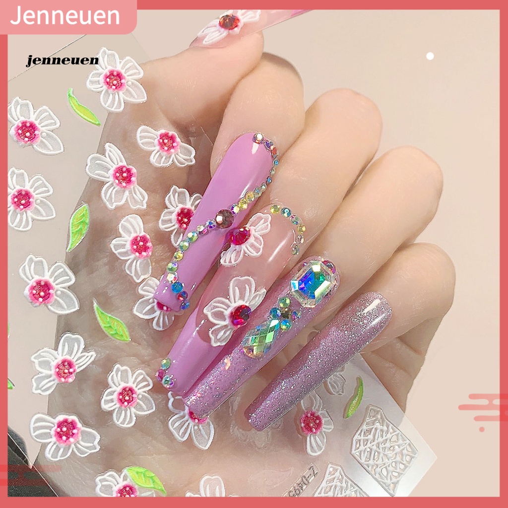 Miếng Dán Trang Trí Móng Tay Siêu Mỏng Họa Tiết Hoa Xinh Xắn