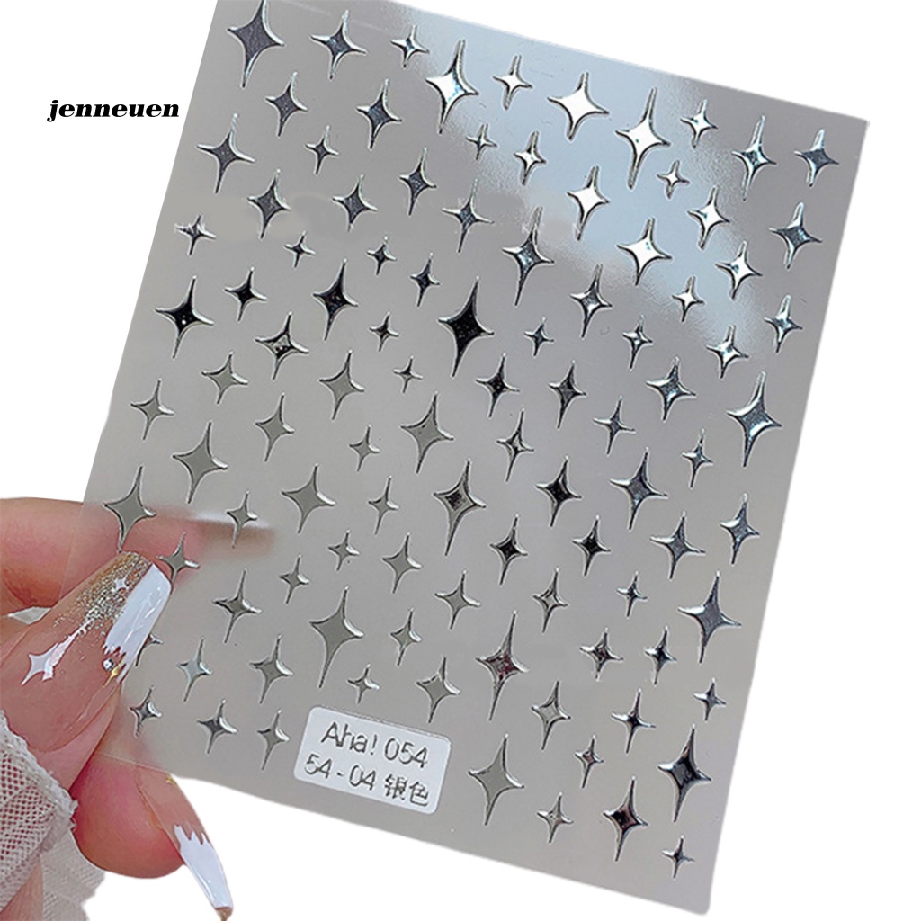 Nhãn Dán Móng Tạo Hiệu Ứng 3D Màu Trắng / Vàng / Đen / Bạc Lấp Lánh Không Phai