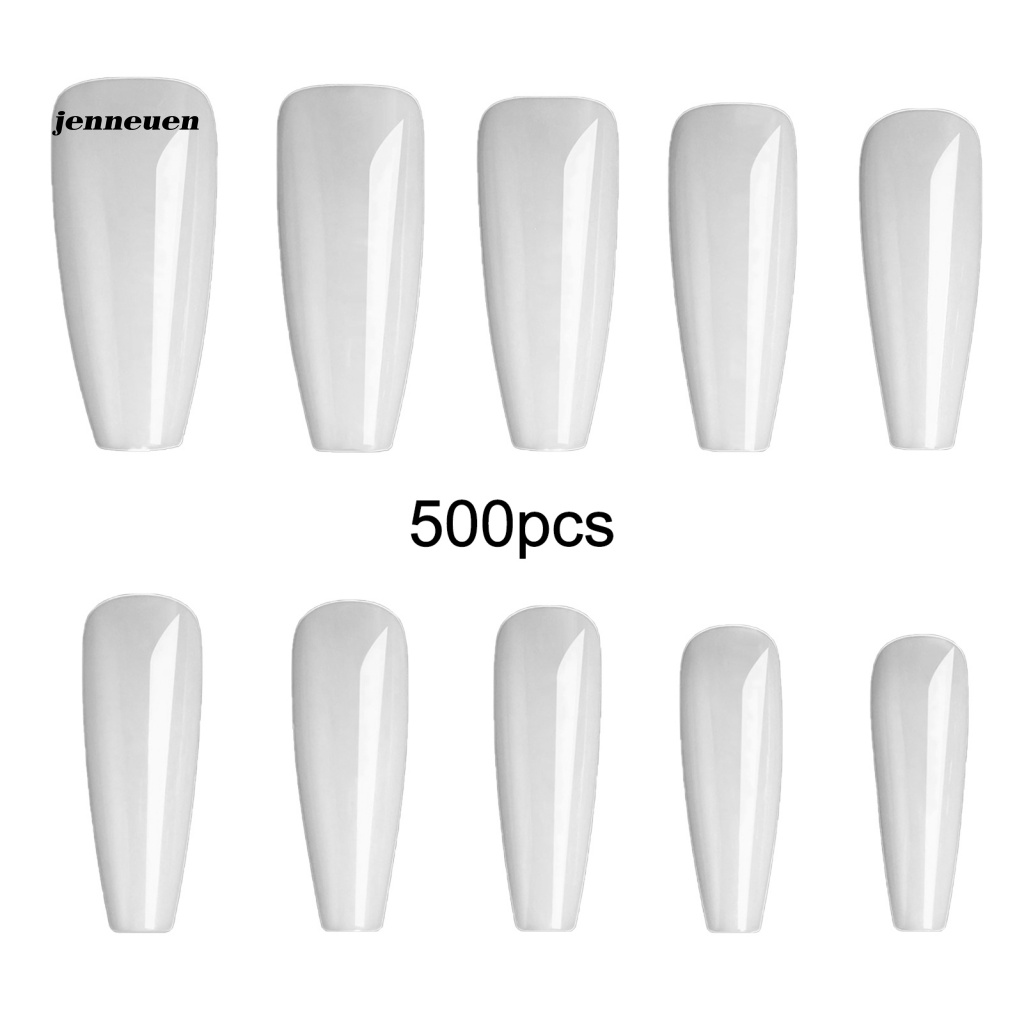 Bộ 500 Móng Tay Giả Dài Trong Suốt Che Phủ Toàn Diện Dễ Tháo Rời DIY
