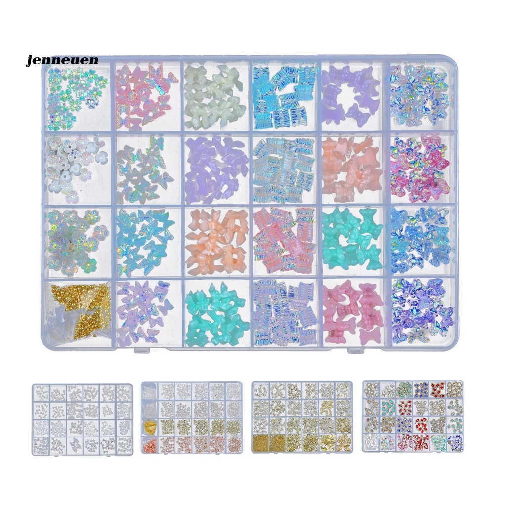 Hộp 24 Ngăn Đựng Hạt Đá 3D Lấp Lánh Trang Trí Móng Nghệ Thuật Thời Trang