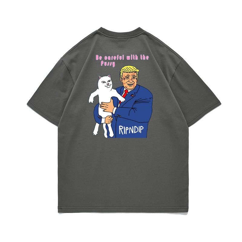 Ripndip Áo Thun Tay Ngắn In Hình Mèo Hoạt Hình Thời Trang Dành Cho Cặp Đôi