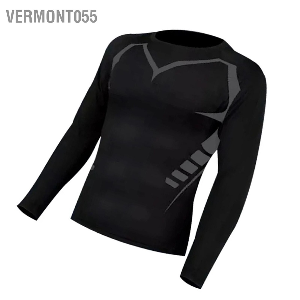 Vermont055 Áo tập thể dục cho nam Bó sát tay dài nhanh khô thao ngoài trời Chạy bộ Quần áo