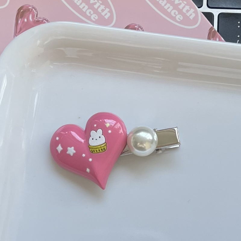 Kẹp Tóc Mái Bằng Bạc Hình Trái Tim Y2K Màu Pastel Dành Cho Nữ