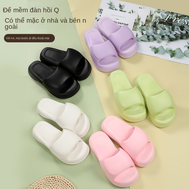 Dép Quai Ngang Đế Dày Mềm Mại Màu Trơn Thời Trang Mùa Hè