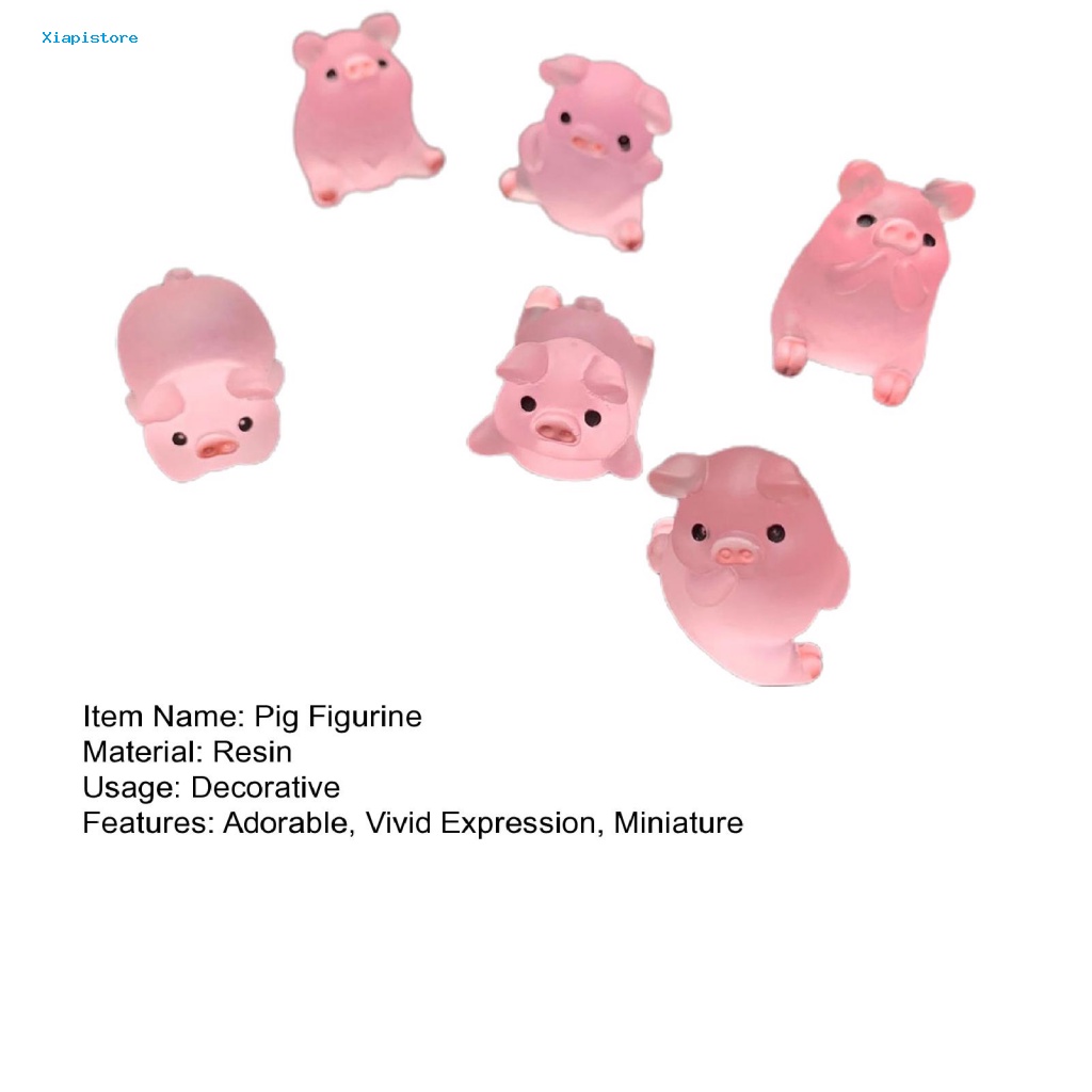 Set 6 Khuôn Trưng Bày Mô Hình Chú Heo Mini Siêu Nhẹ Nhiều Hình Dạng Trang Trí Bảng Điều Khiển Xe Hơi
